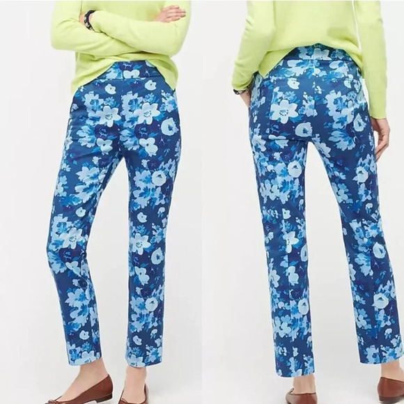 J. CREW Remi Pants in Blue Watercolor Begonia Floral Print 6 NWT AJ333 - Picture 7 of 7